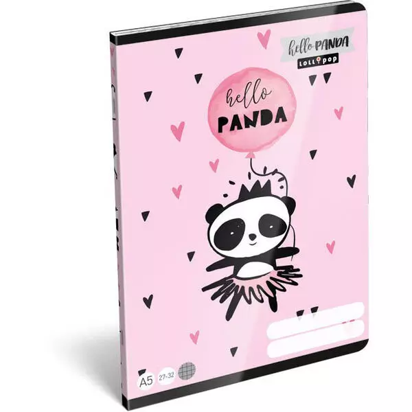 Lollipop: Hello Panda A5 négyzetrácsos füzet