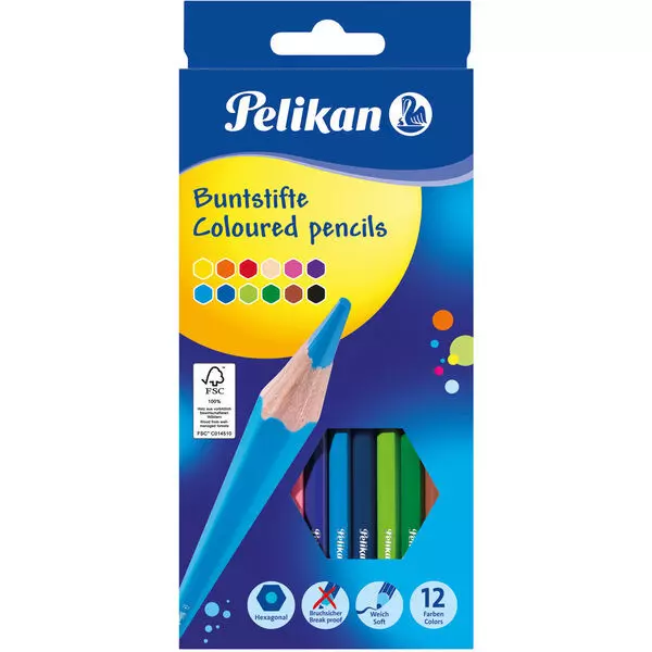 Pelikan: Hatszögletű színes ceruza készlet - 12 db-os