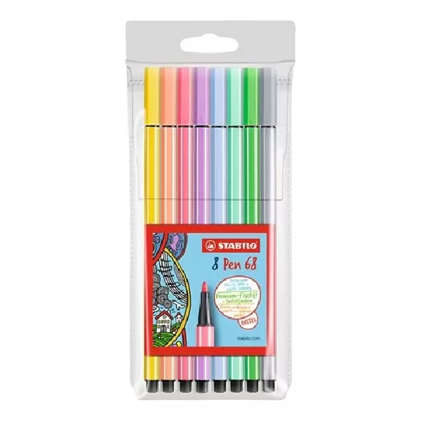 Stabilo: Pen 68 Set de 8 markere colorate în culori pastelate