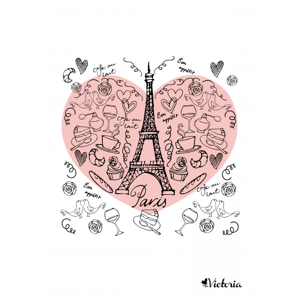 VICTORIA Paris Love négyzetrácsos füzet - A4, 96 lapos
