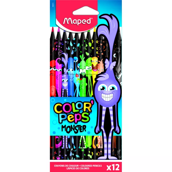 MAPED Color Peps Monster, set creioane colorate triunghiulare - 12 buc.