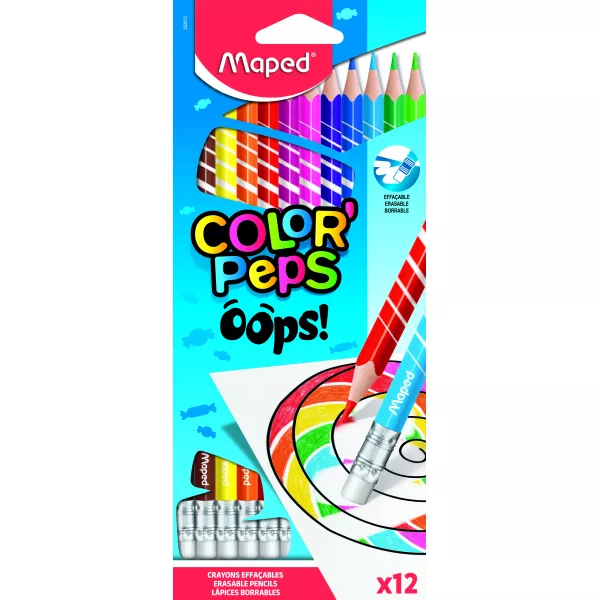 MAPED Color Peps Oops set creioane colorate triunghiulare care pot fi șterse - 12 buc.