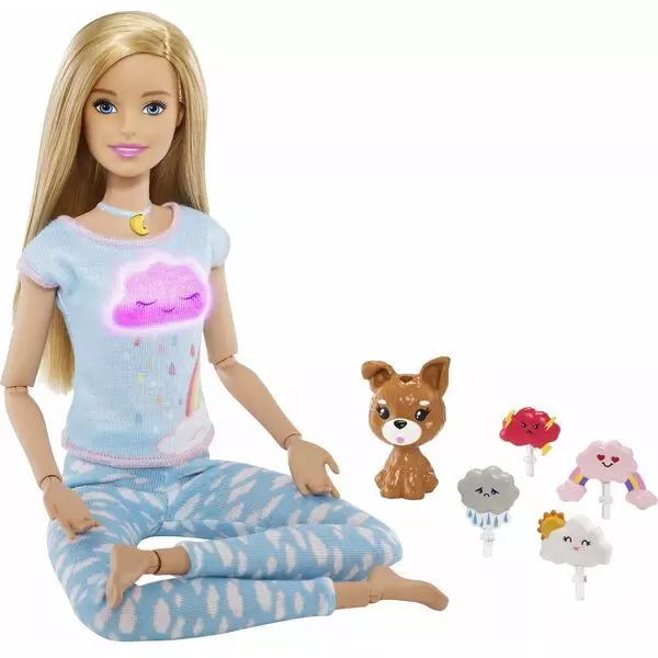 Barbie: Meditációs baba kutyussal, fény- és hanghatásokkal - CSOMAGOLÁSSÉRÜLT