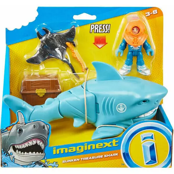 Imaginext: Set de joacă Cufăr cu comori, rechin și scafandru