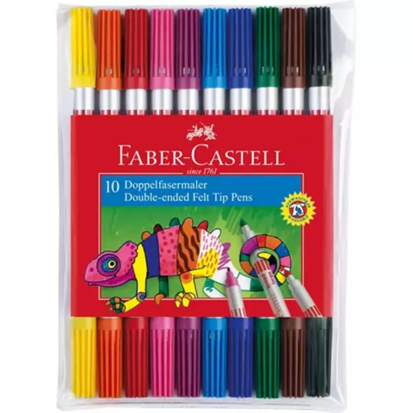 Faber-Castell: Διπλής όψης, πλενόμενοι, σετ μαρκαδόρων 10 τεμαχίων