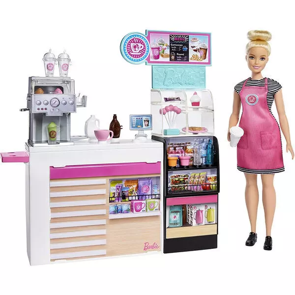 Barbie: Set de joacă Cafenea cu păpușă