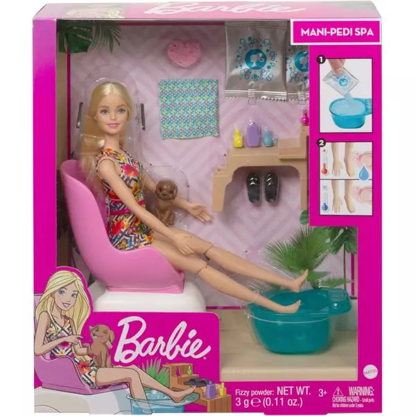 Barbie: Păpușă Wellness - Set de joacă Salon de manichiură și pedichiură