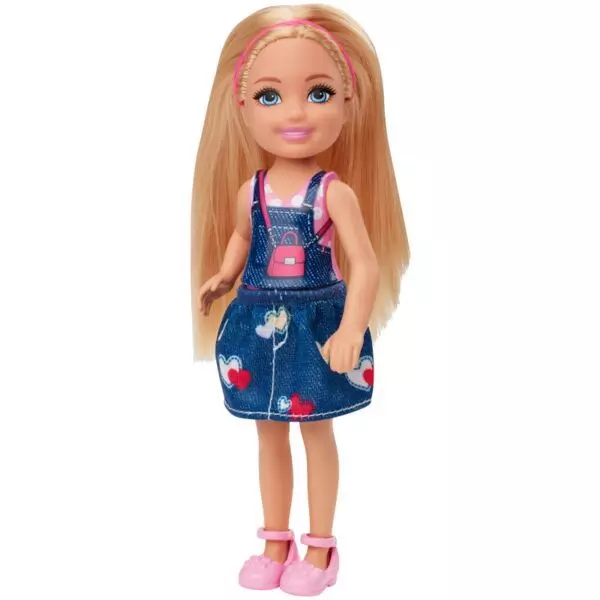 Barbie Chelsea Club: Păpușă fetiță blondă în rochie din denim