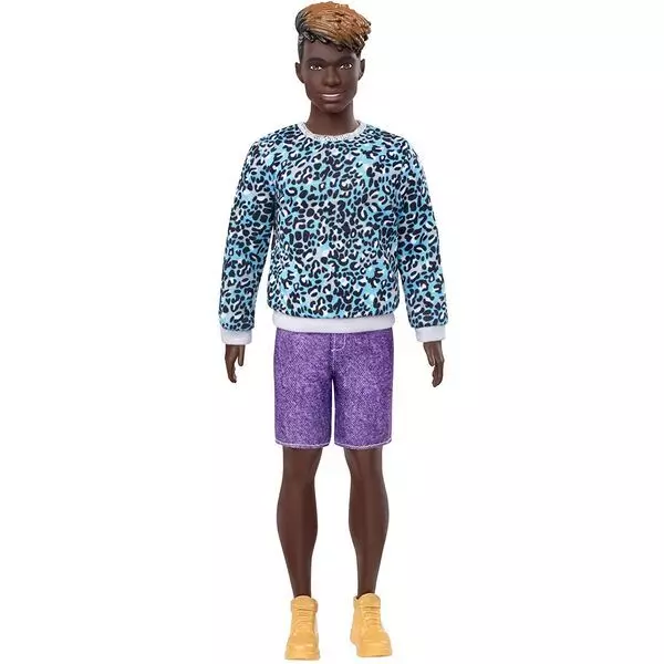 Barbie Fashionistas barátok: Barna bőrű Ken párduc mintás pulcsiban