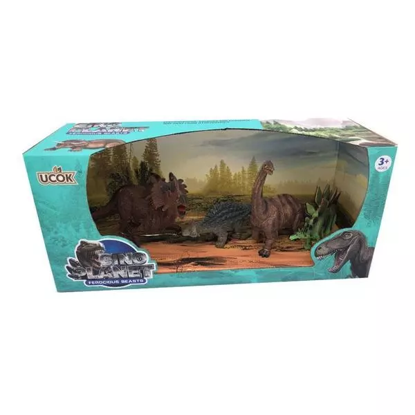 Gumi Dinoszaurusz szett - Triceratopsz, Ankiloszaurusz, Brontoszaurusz, Sztegoszaurusz