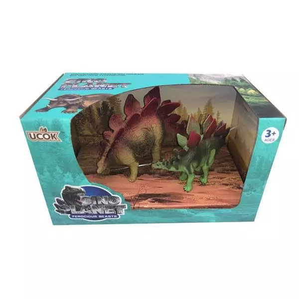 Set familie dinozaur Stegosaurus - set cu 2 piese