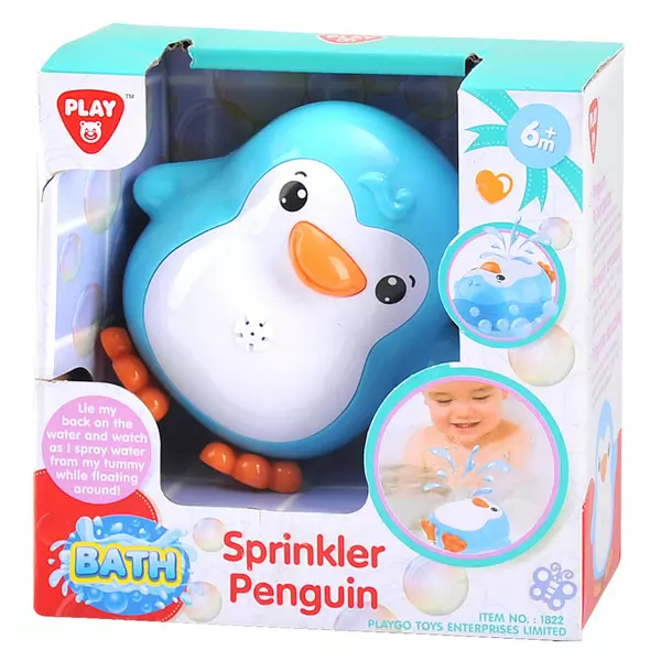 Playgo: Pinguin stropitoare de apă - albastru, jucărie baie 