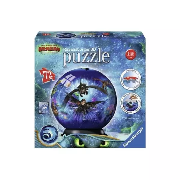 Cum să-ți dresezi dragonul 3 - puzzle glob 3D cu 72 piese