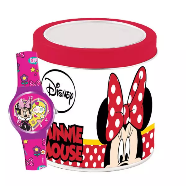 Minnie Mouse: Ceas de mână în cutie de cadou din metal - roz
