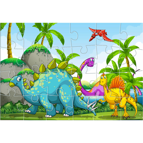 shoes Trouble front Luna: Dinozauri - puzzle cu 24 de piese și imagini de colorat - Tulli.ro