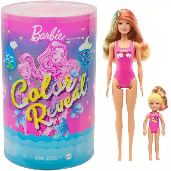 Barbie Color Reveal: Pizsiparty- Barbie és Chelsea babával