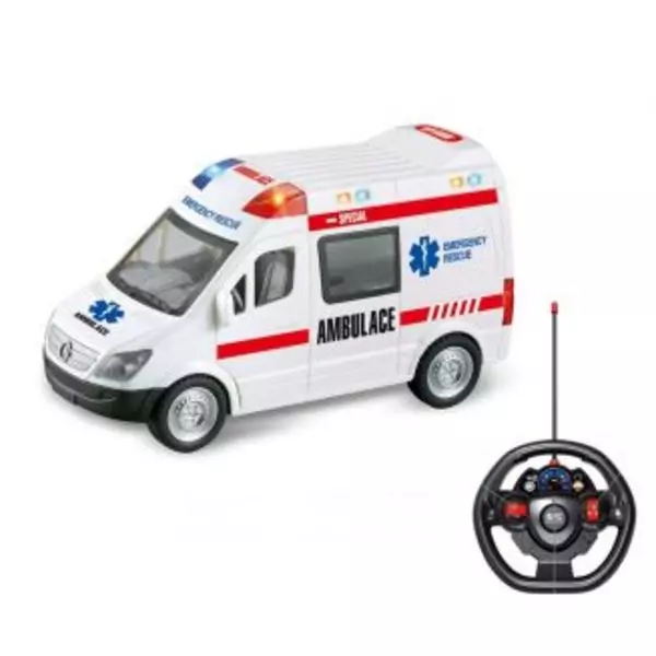 Ambulanță cu telecomandă cu lumină și sunet