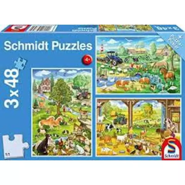 Schmidt: Lumea fermelor - puzzle 3 x 48 piese