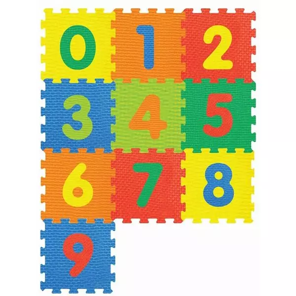 Covoraș puzzle de burete cu cifre - 10 piese