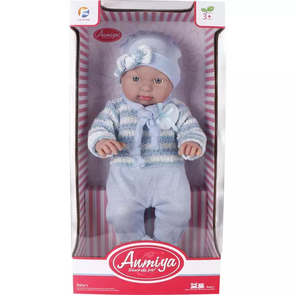Anmiya baba kötött kék pulcsiban - 45 cm