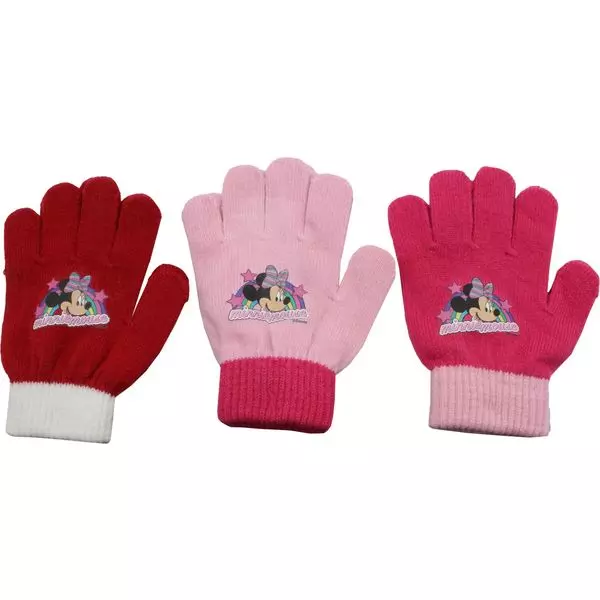 Minnie Mouse: mănuși tricotați - mărime uni, în trei culori