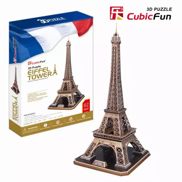 CubicFun: Eiffel Tower - puzzle 3D cu 82 piese