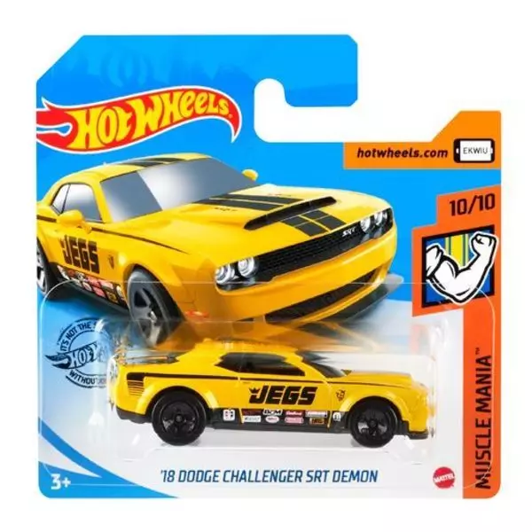 Hot Wheels: 18 Dodge Challenger SRT Demon kisautó - citromsárga