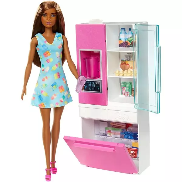 Barbie: Hűtőszekrény barna bőrű Barbie babával