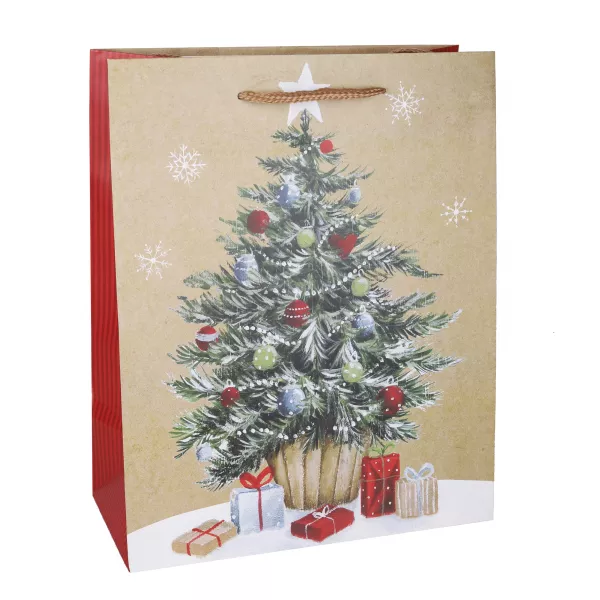 Karácsonyfa mintás ajándéktasak - 11 x 14 cm
