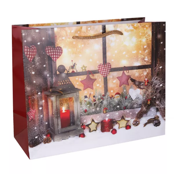 Model Fereastră de crăciun Pungă cadou - 33 x 26 cm