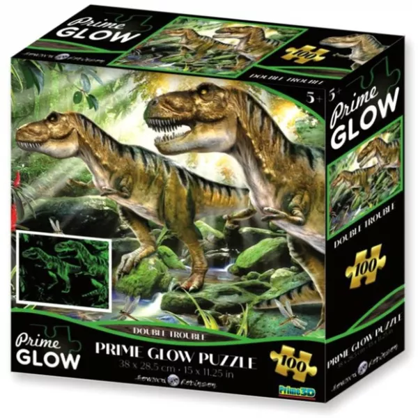 Dinoszauruszos neon puzzle - 100 darabos