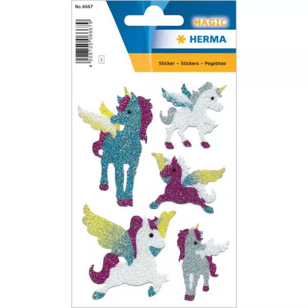Herma: Stickere cu model unicorni strălucitori