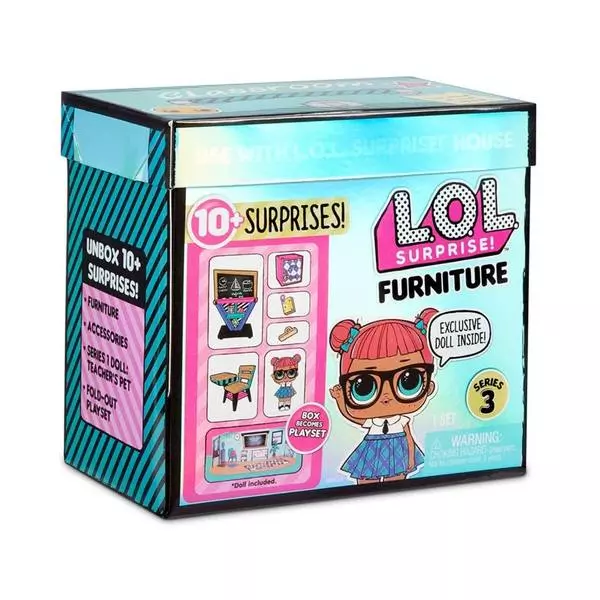 L.O.L Surprise Furniture 3. széria: Classroom játékszett, babával és bútorokkal - tanterem
