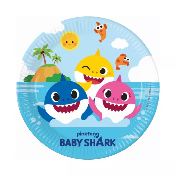 Baby Shark: Set de 8 farfurii din carton - 23 cm
