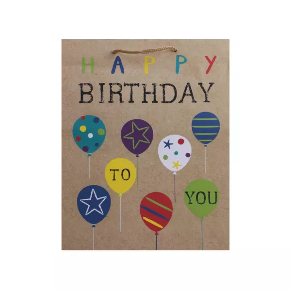 Happy Birthday feliratú, lufis ajándéktasak - 23 x 18 cm