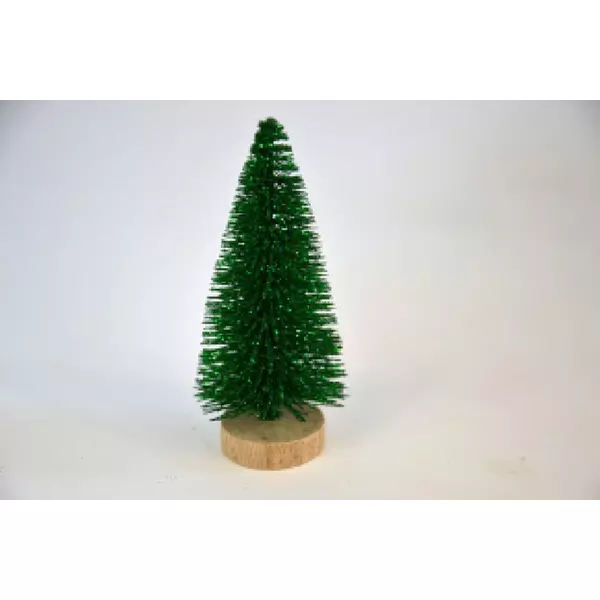 Glitteres fenyőfa talppal - 8 cm, 3 db/cs