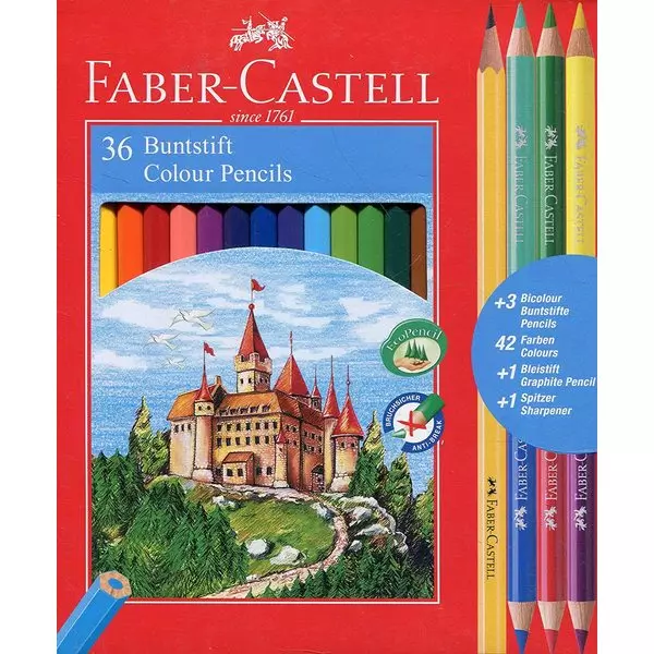 Faber-Castell: Set de 36 creioane colorate cu ascuțitoare și creion grafit