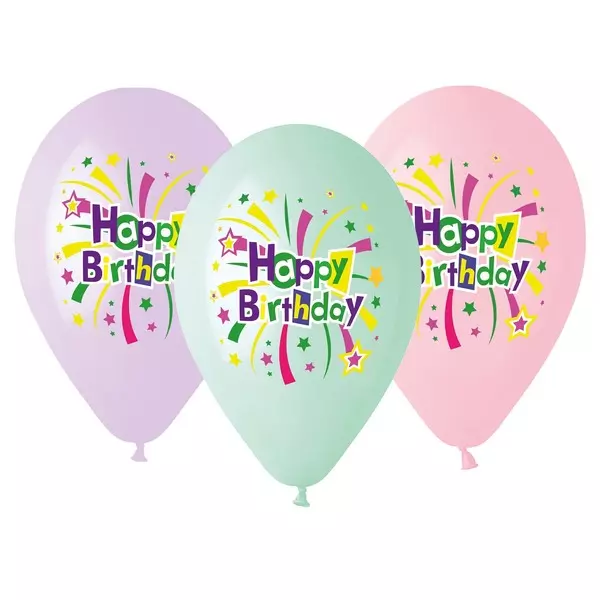 Pachet de baloane premium cu inscripție Happy Birthday - 5 buc.