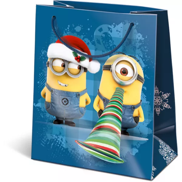 Despicable Me!: pungă cadou mare cu model Crăciun - două feluri, 12,5 x 7,5 x 14,5 cm