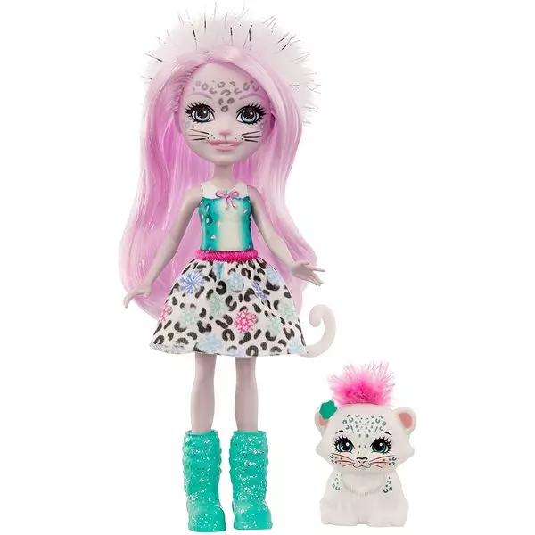 Enchantimals: Păpușa Sybill Snow Leopard și figurina Flake
