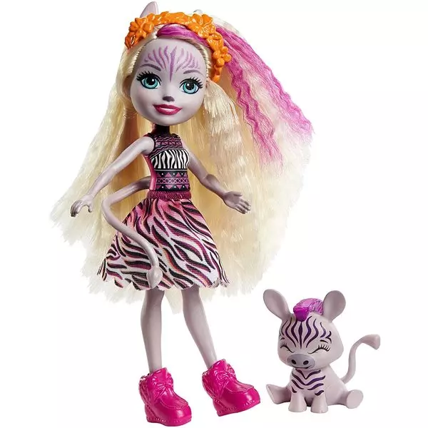 Enchantimals: Păpușa Zadie Zebra și figurina Ref