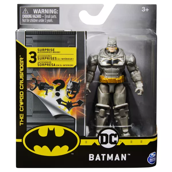 DC Batman: Figurină de acțiune Batman îmbrăcat în gri, cu accesorii surpriză