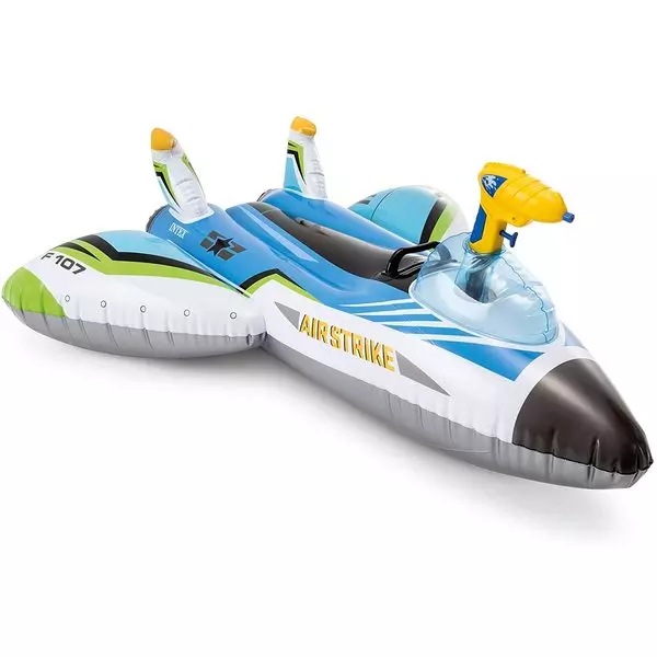 Intex: Ride-on felfújható harci repülőgép, vízipisztollyal - kék