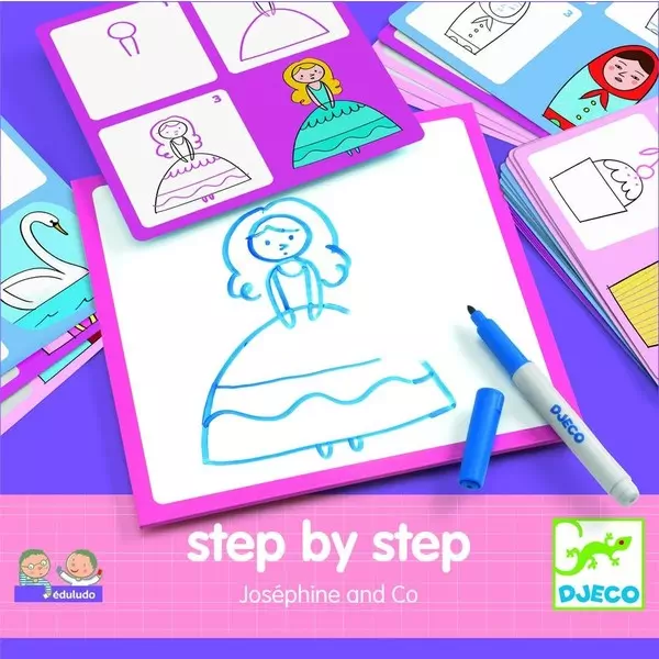 Djeco: Rajzolj lépésről lépésre - Hercegnő - Step by step Joséphine and Co