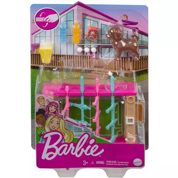Barbie: Kerti játékszett - csocsóasztal kiskutyával