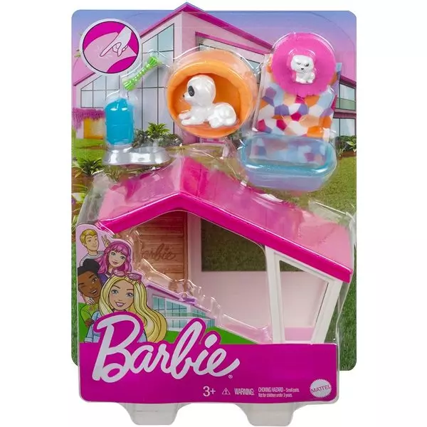 Barbie: Mini-set de joacă cu animăluțe - Căsuță pentru câini cu cățeluși