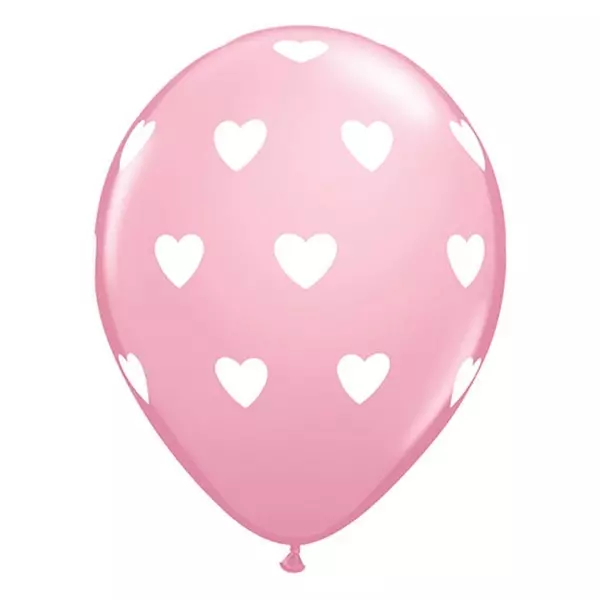 Pasztell rózsaszín színű, szívecskés lufi csomag - 6 db