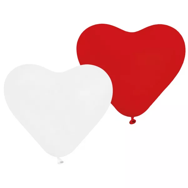 Szív formájú prémium léggömb csomag piros és fehér színben - 5 db-os
