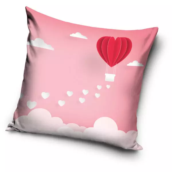 Balon în formă de inimă de Valentine's Day - față de pernă de 40 x 40 cm