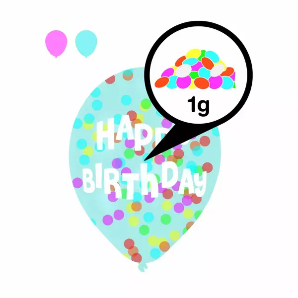Színes konfettivel töltött születésnapi léggömb csomag - 6 db